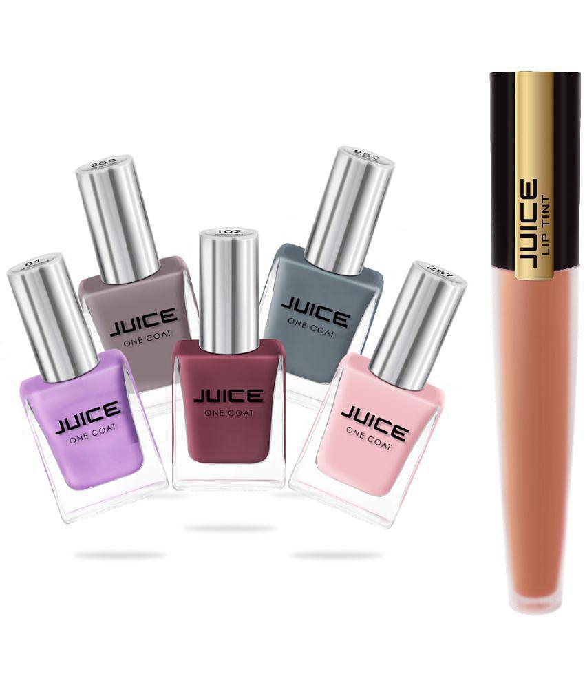 Juice BLUE,DUSTY CORAL,BROWN,ICYPINK,GRAY Nail Polish 81,102,252,287,288 Multi Glossy Pack of 6 59 mL