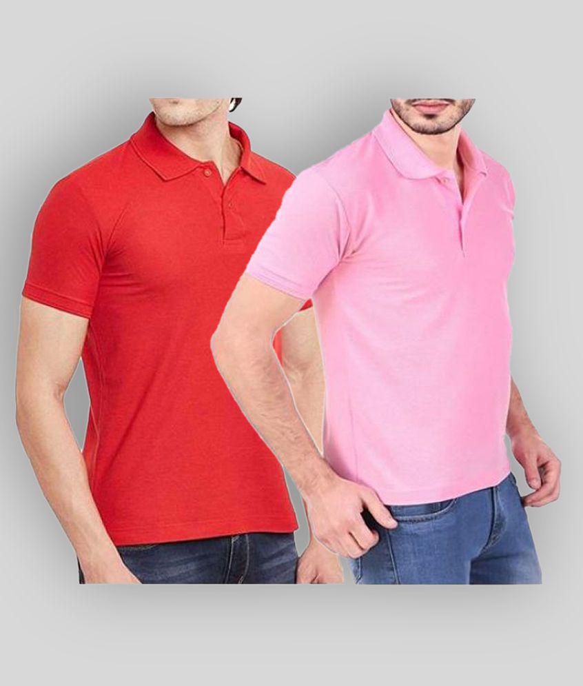 SKYRISE - Multicolor Cotton Blend Slim Fit Men's Polo T Shirt ( Pack of 2 ) - None