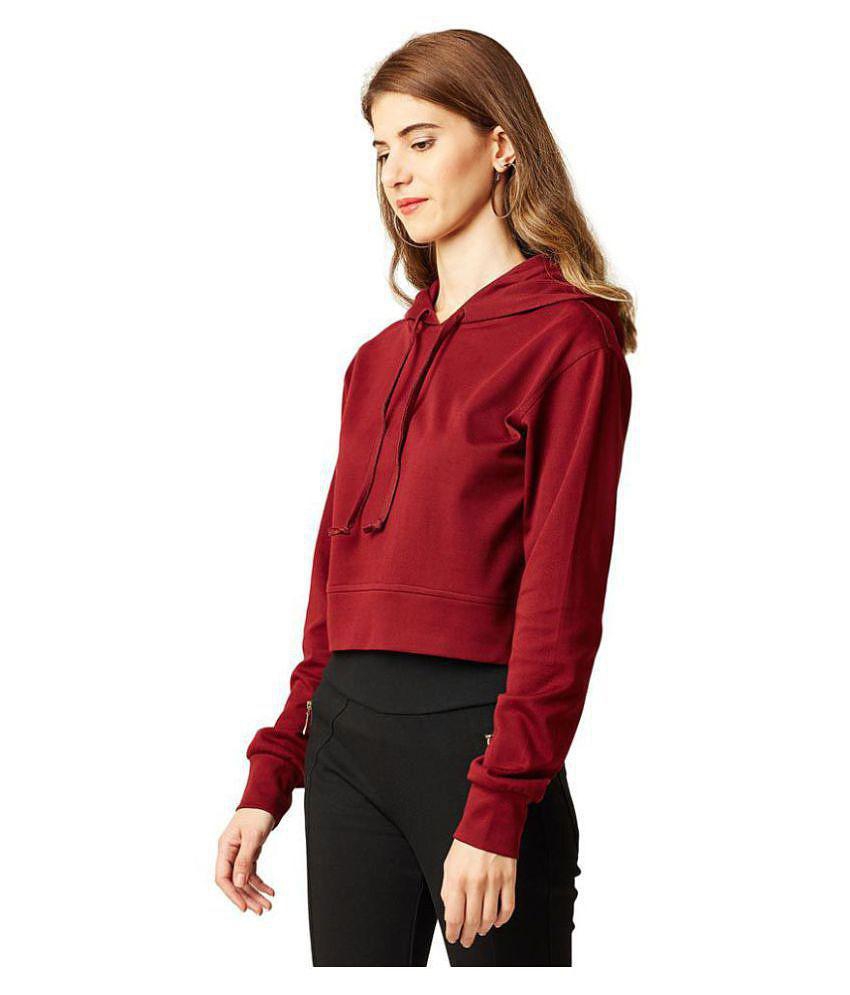 Luxurious Men Miss Chase Cotton Maroon Hooded Sweatshirt - None 2025 at ShopCircuit | ONDC