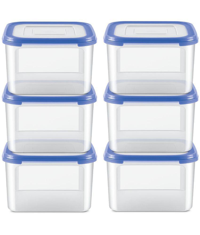 Milton Stacko 360 degree Plastic Storage Container (7) Set of 6, 2.66 Litres Each, Blue | Storage Jar | Air Tight | Kitchen Organiser | Container Set | Refrigerator Safe | BPA Free | Stackab