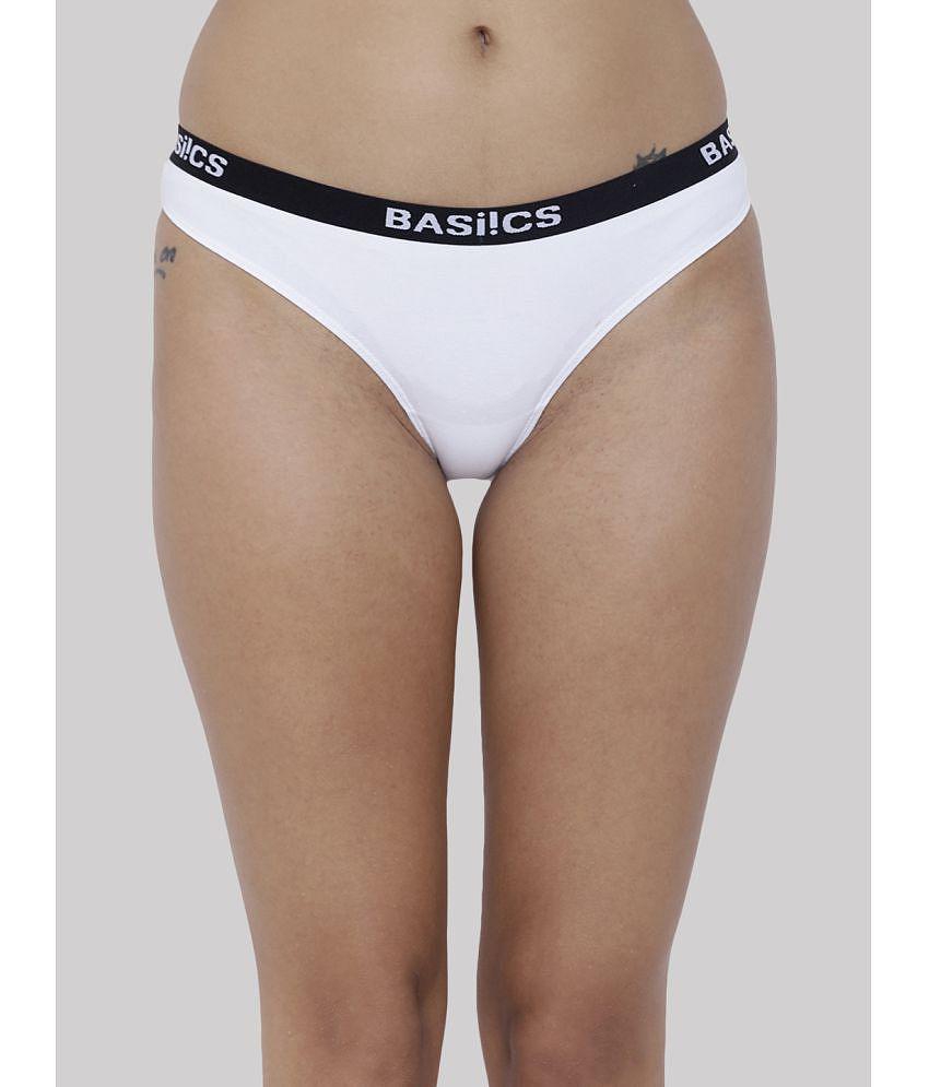 Stylish Men BASIICS By La Intimo - White BCPBR08 Cotton Lycra Solid Womens Bikini ( Pack of 1 ) 