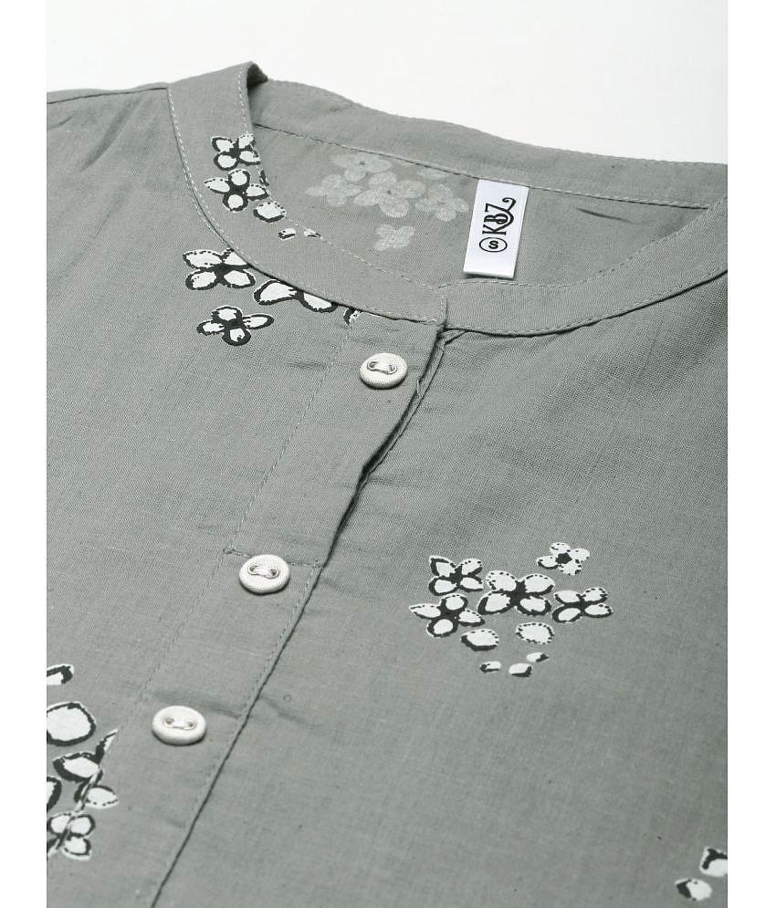 Affordable Men HISHAM - Grey Cotton Blend Women's Tiered Flared Kurti ( Pack of 1 ) - None 2025 