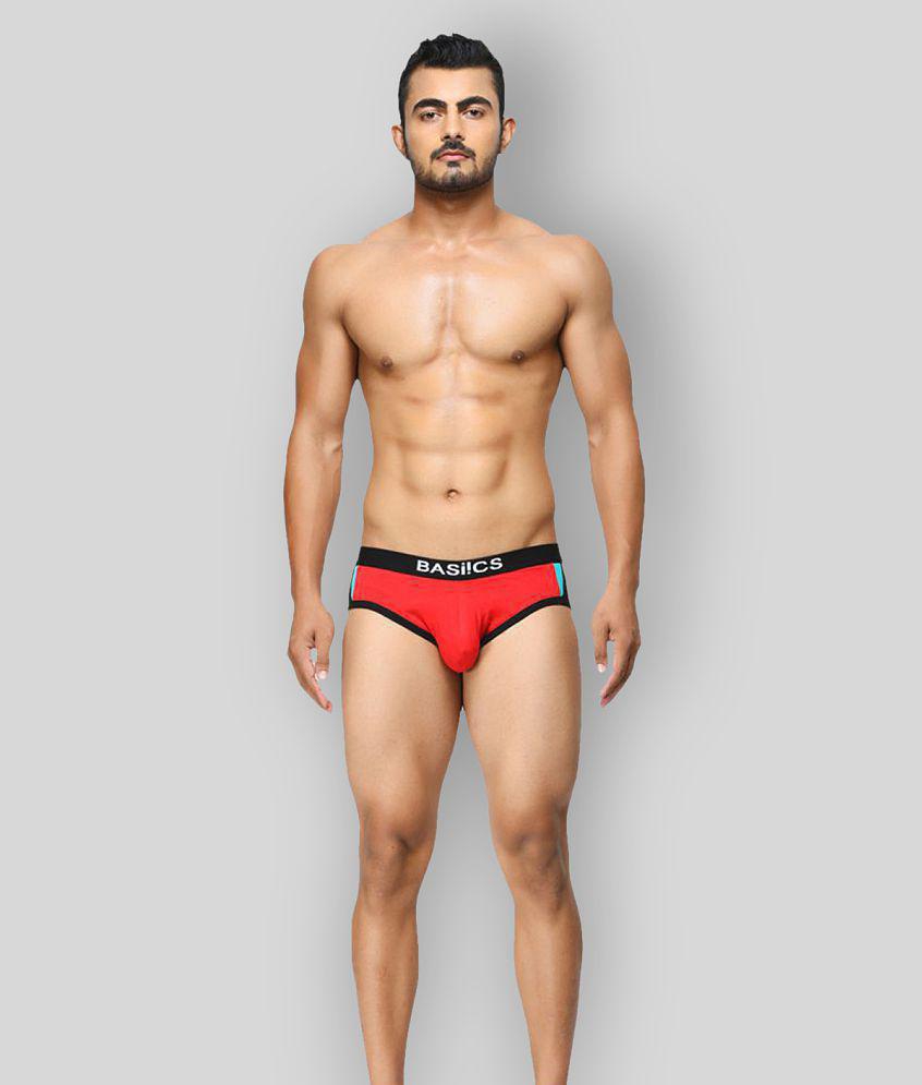 Luxurious Men BASIICS By La Intimo - Red Cotton Blend Men''s Briefs ( Pack of 1 ) - M 2025 at Sh