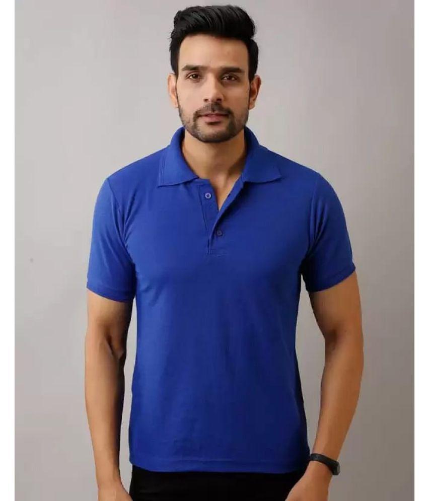 New Men SKYRISE - Blue Cotton Blend Slim Fit Men's Polo T Shirt ( Pack of 1 ) - None 2025 at Sho