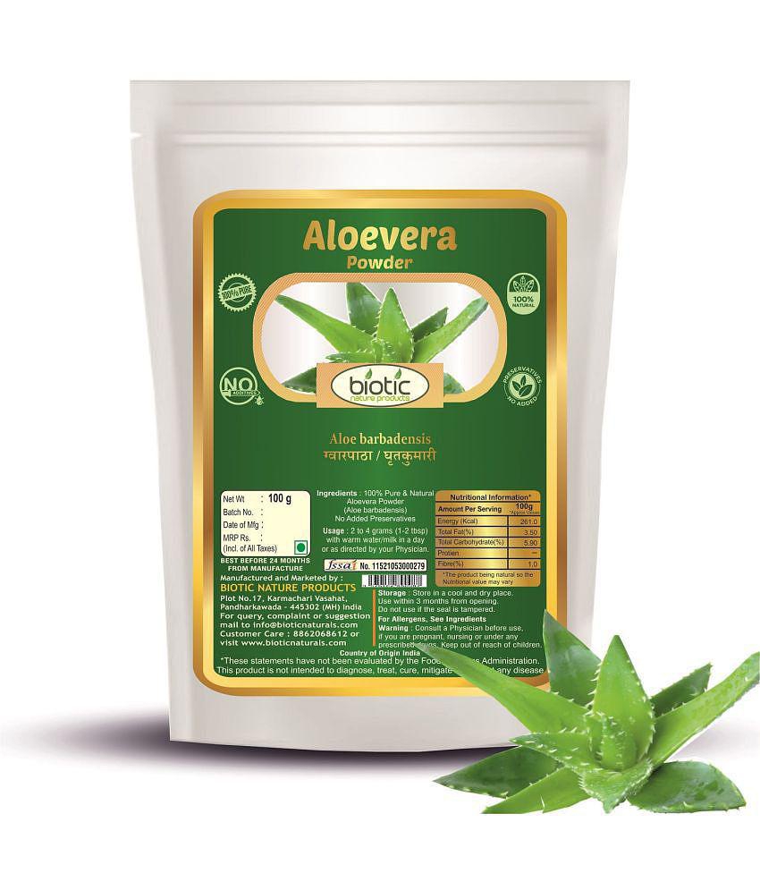 Biotic Aloevera Powder - Aloe Vera Powder for Hair, Face, Skin 100 gm