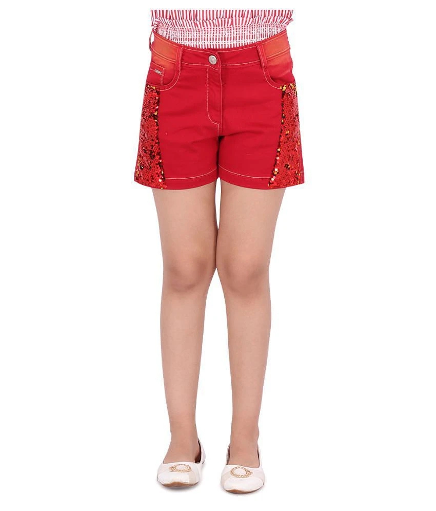 New Men Cutecumber - Red Denim Girls Cycling Shorts ( Pack of 1 ) - None 2025 at ShopCircuit | O