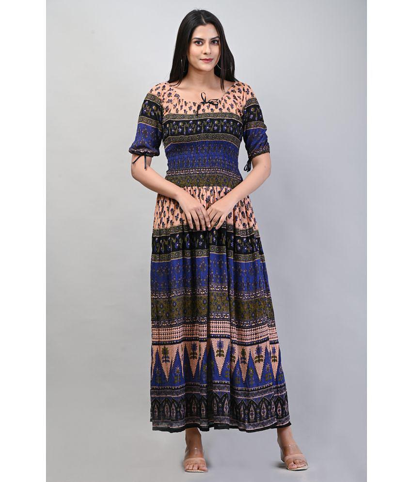Modern Men Frionkandy - Blue Rayon Women''s A-line Dress ( Pack of 1 ) - None 2025 at ShopCircui