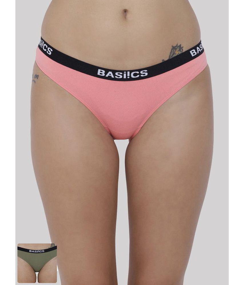 Modern Men BASIICS By La Intimo Pack of 2 Cotton Lycra Solid Womens Bikini ( Multicolor ) BCPBR0