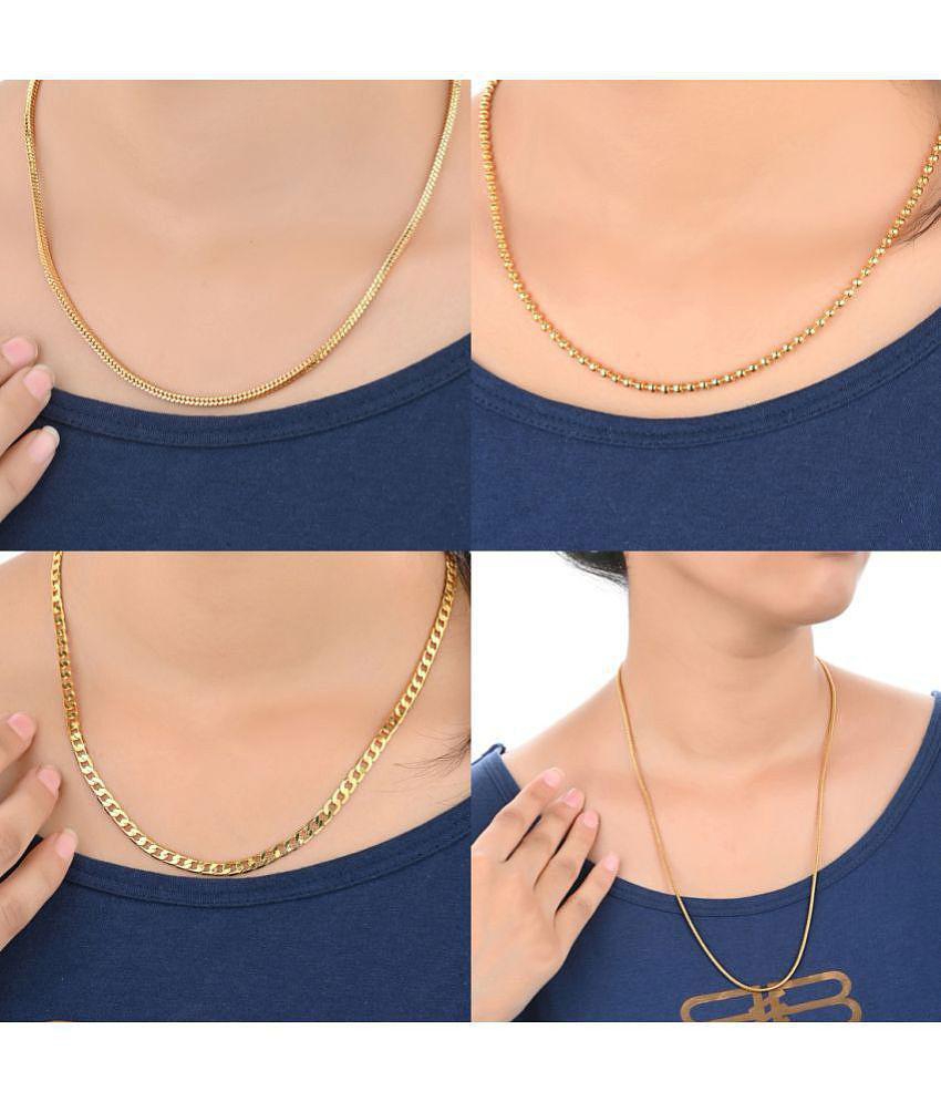 Exclusive Men AanyaCentric Combo of 4 Gold Plated 22inches Long Fashion Chain - None 2025 at Sho