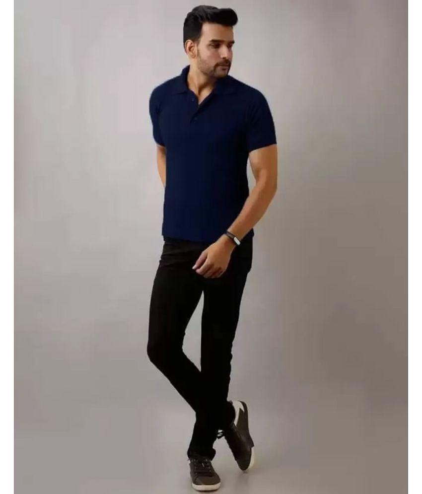 SKYRISE - Navy Cotton Blend Slim Fit Men's Polo T Shirt ( Pack of 1 ) - None