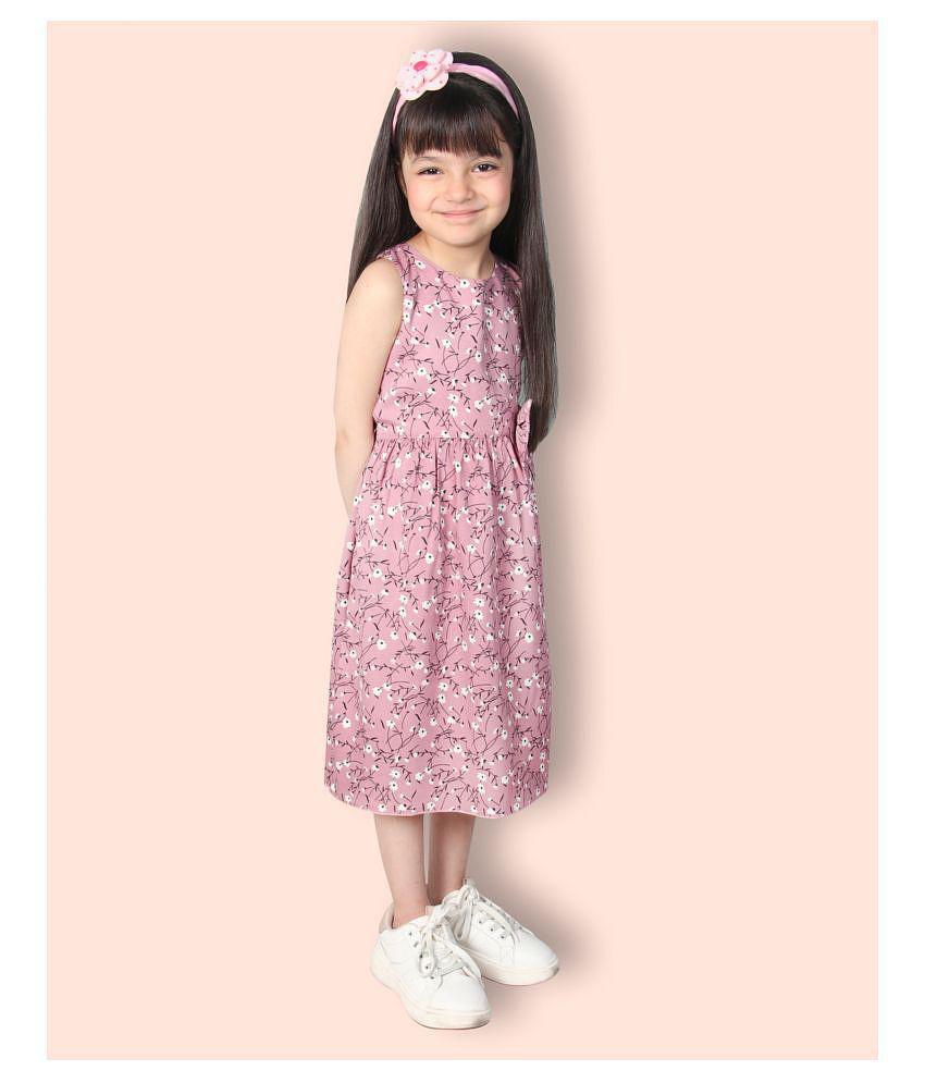 Premium Men Addyvero - Pink Cotton Girls Fit And Flare Dress ( Pack of 1 ) - None 2025 at ShopCi