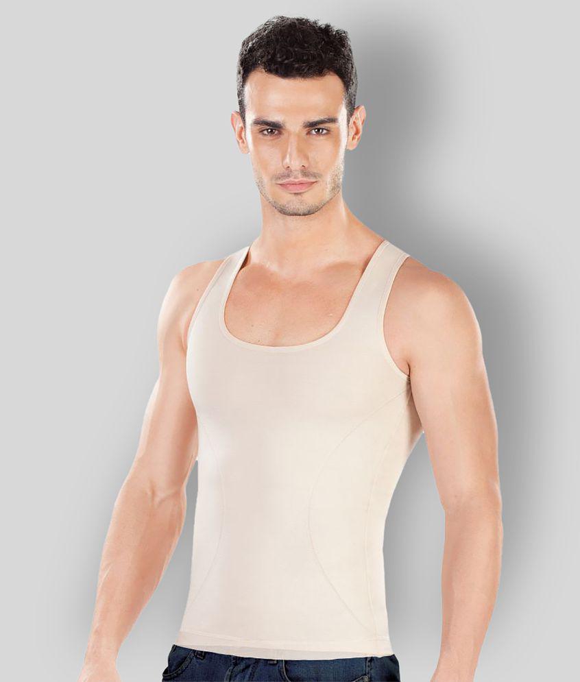 Dermawear - Beige Cotton Blend Men's Vest  ( Pack of 1 ) - L