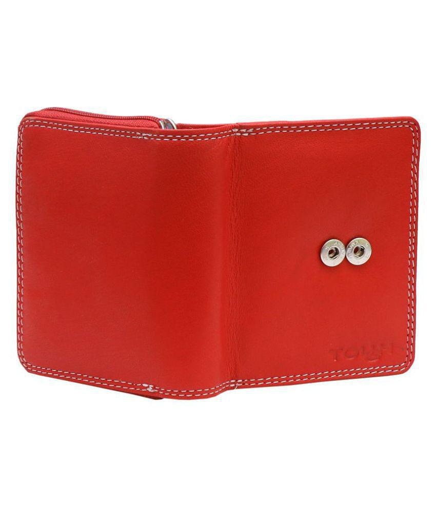 Tough Women Red Genuine Leather Wallet - Regular Size (11 Card Slots) - Red