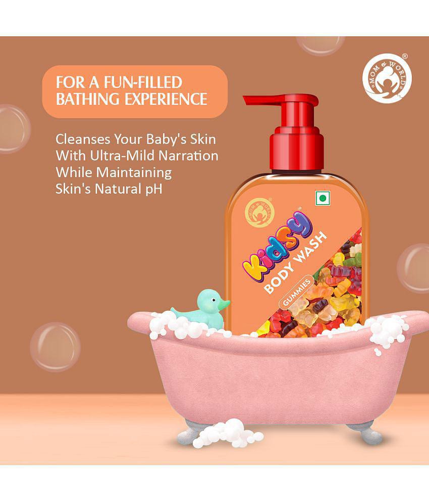 Mom & World Kidsy Gummies Body Wash No Tears, No SLS For KIDS, Dermatologically Tested, pH Balanced, 240 ml