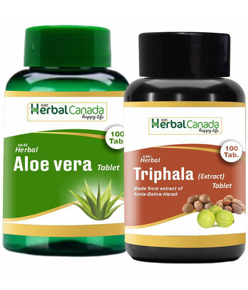 Herbal Canada Aloe vera(100Tab) + Triphala(100Tab) Tablet 200 no.s Pack Of 2