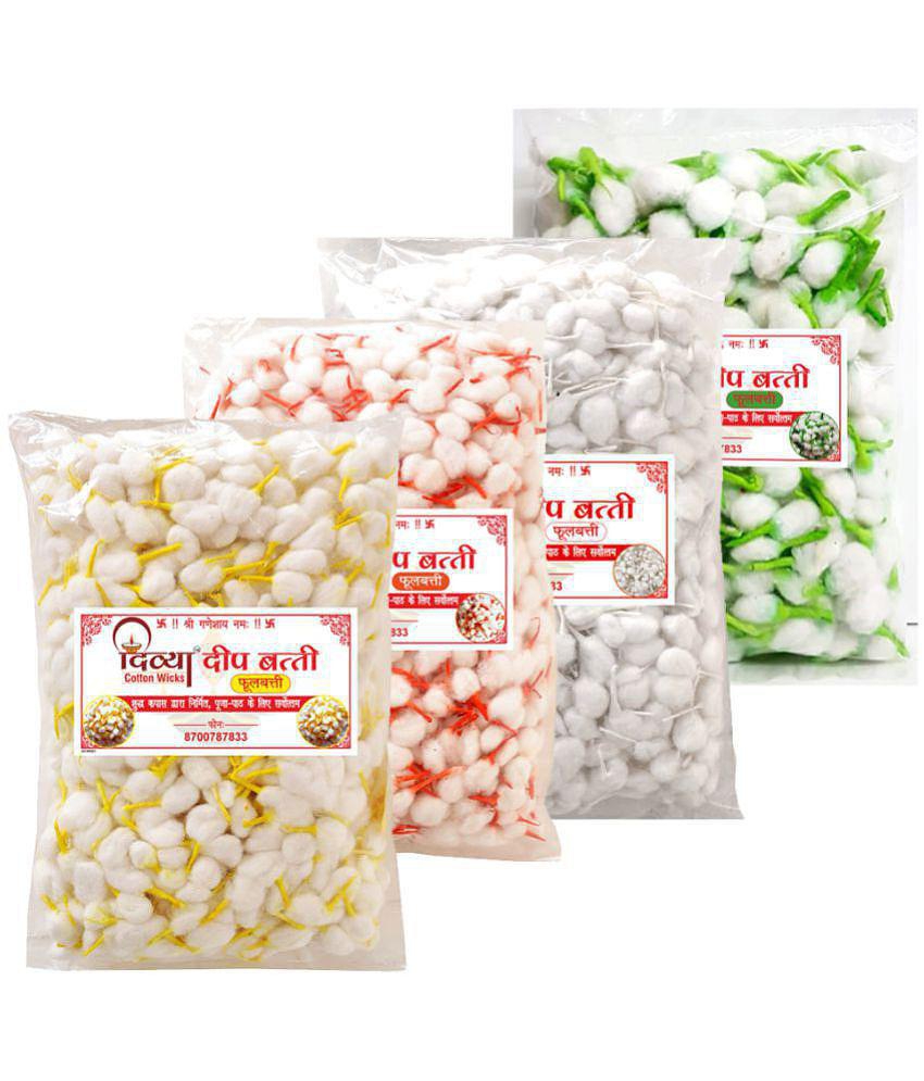 Divya Cotton Wicks - Round Cotton Wicks 800 Pieces ( Pack of 4 )