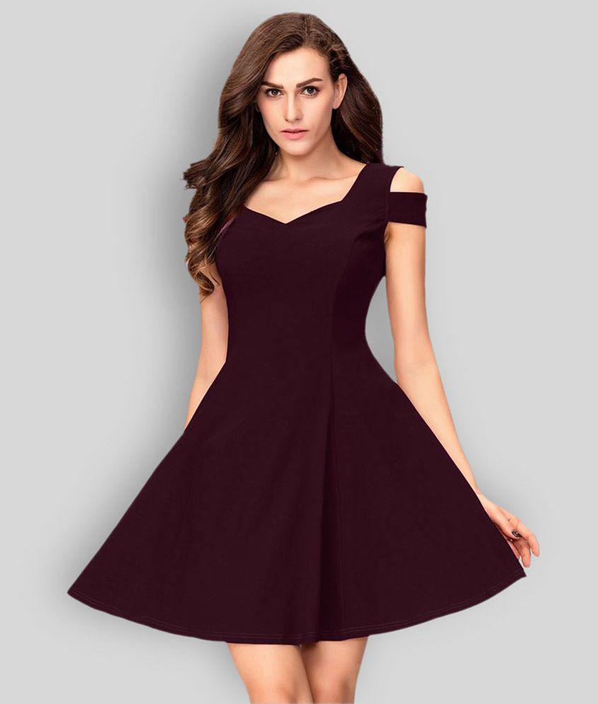 New Men Addyvero - Maroon Cotton Lycra Womens Skater Dress ( Pack of 1 ) - None 2025 at ShopCirc
