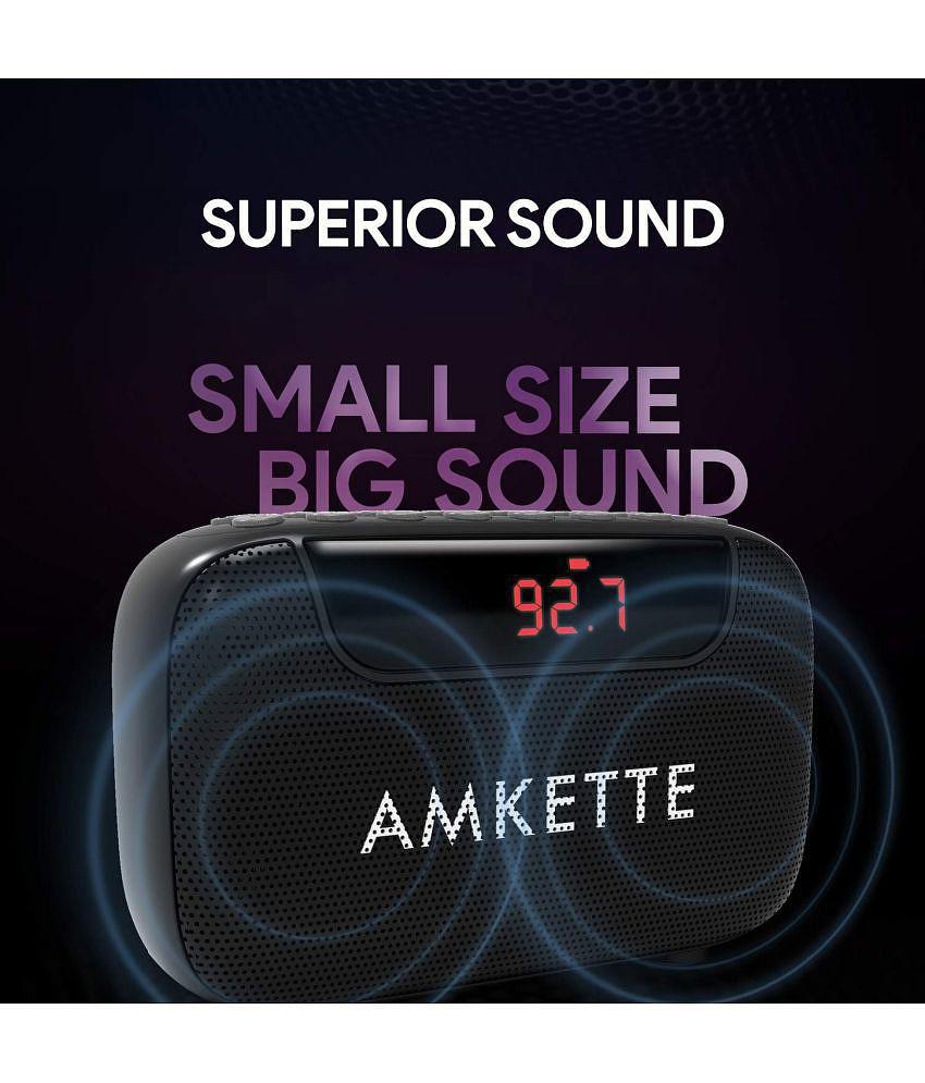 Amkette Pocket Blast with FM 6 W Bluetooth Speaker Playback Time 7 hrs Bluetooth V 5.0 with SD card Slot Black - Black