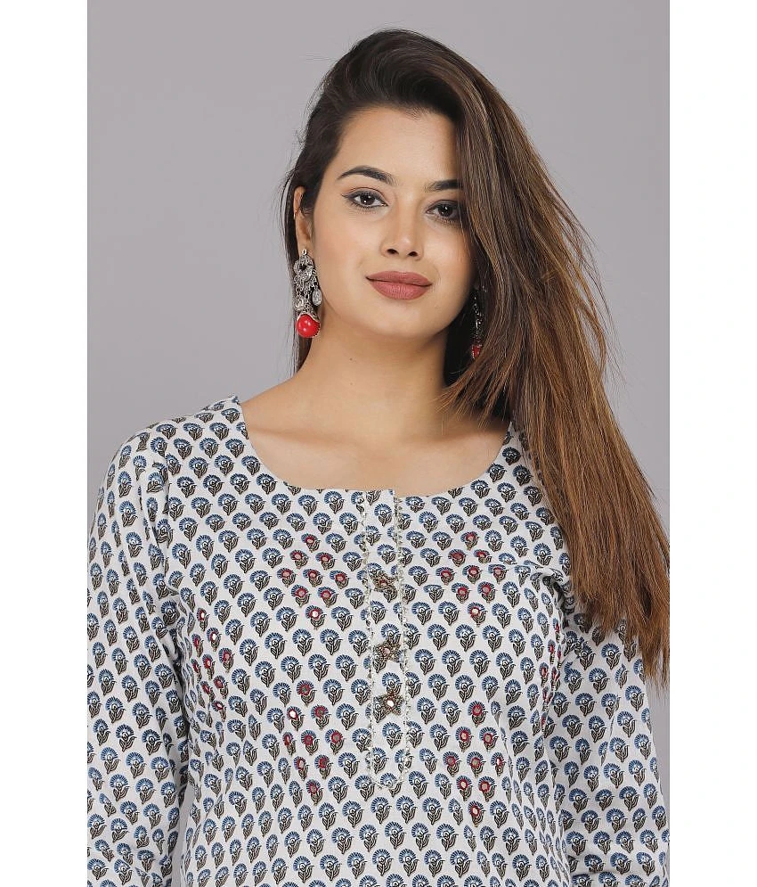 Buy Online Plo JC4U - Blue Cotton Womens Straight Kurti ( Pack of 1 ) - None