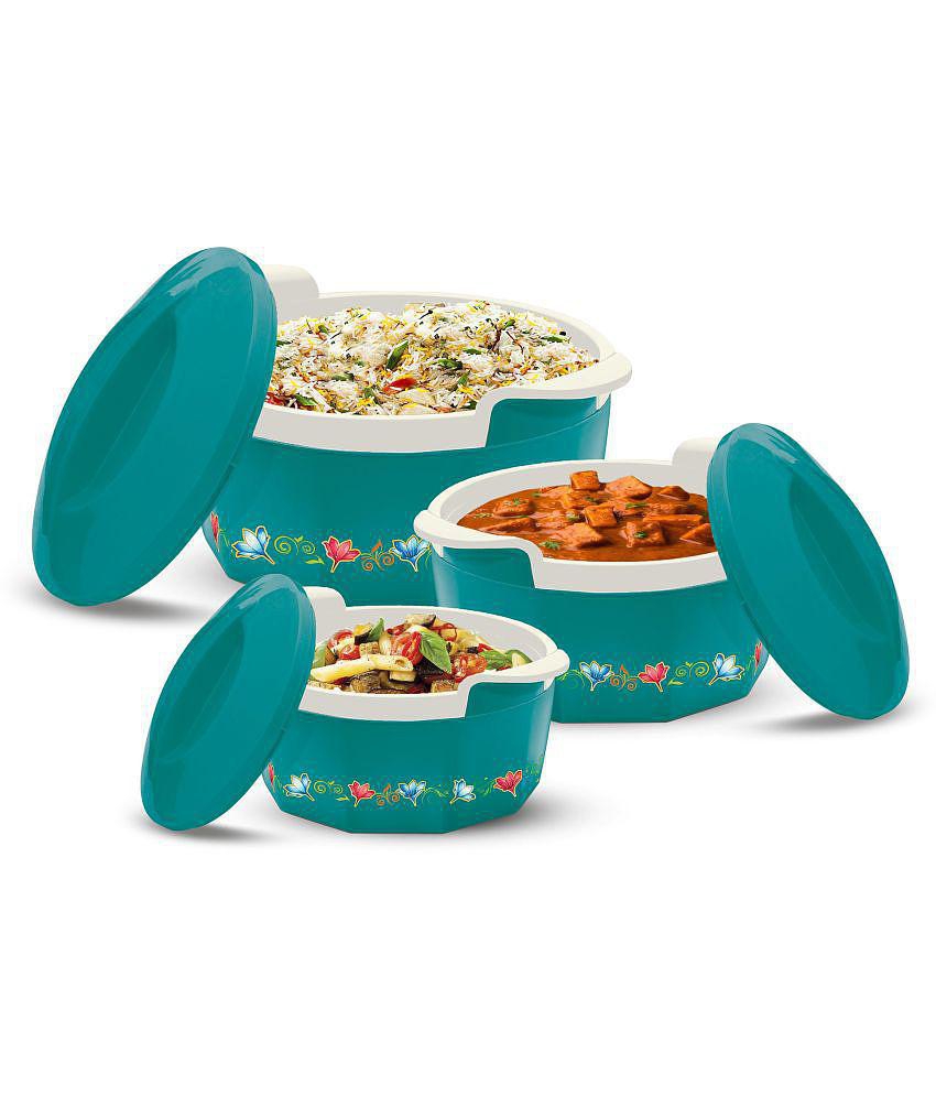 Milton - Green Steel Thermoware Casserole ( Set of 3 , 1350 mL ) - Green