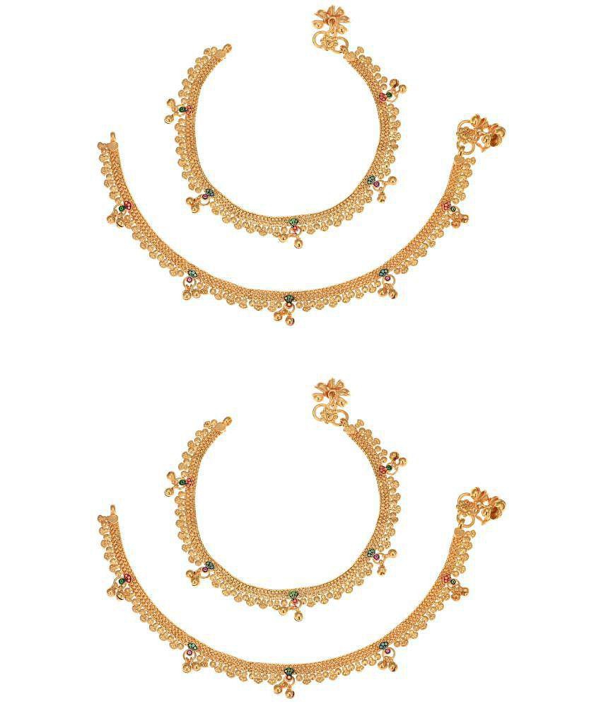 Affordable Men AanyaCentric - Yellow Anklets ( Pack of 2 ) - Yellow 2025 at ShopCircuit | ONDC