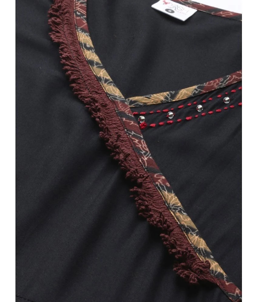 Luxurious Men Yash Gallery - Black Rayon Womens Angrakha Kurti ( Pack of 1 ) - None 2025 at Shop
