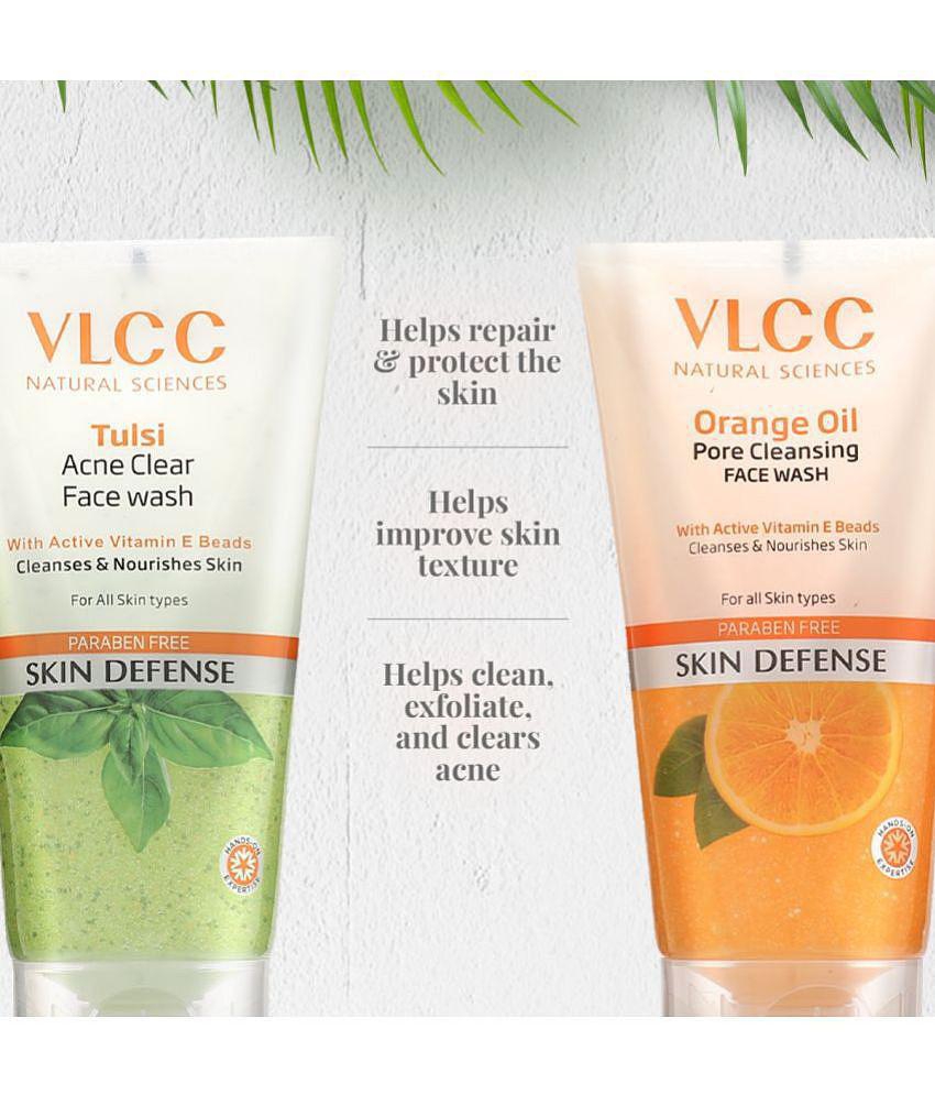 VLCC Tulsi Acne Clear Face Wash with FREE Orange Oil Pore Cleansing Face Wash 300 ml ( Pack of 2 )