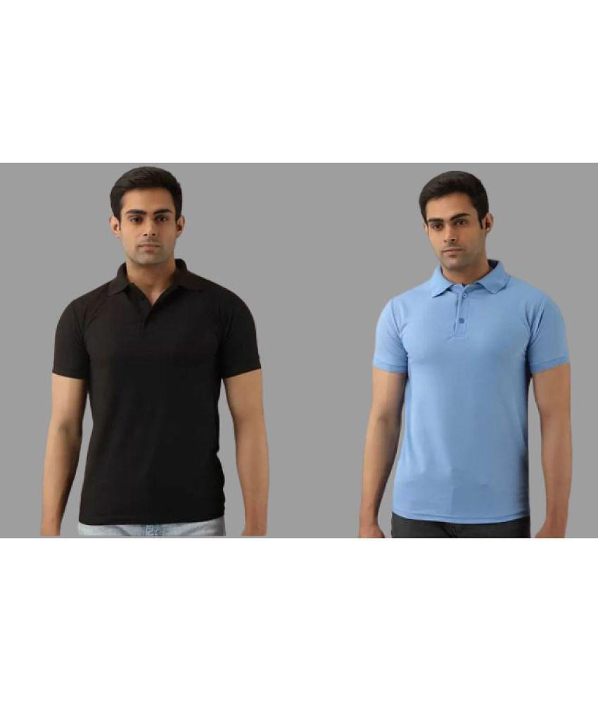 SKYRISE - Multicolor Cotton Blend Slim Fit Men's Polo T Shirt ( Pack of 2 ) - None