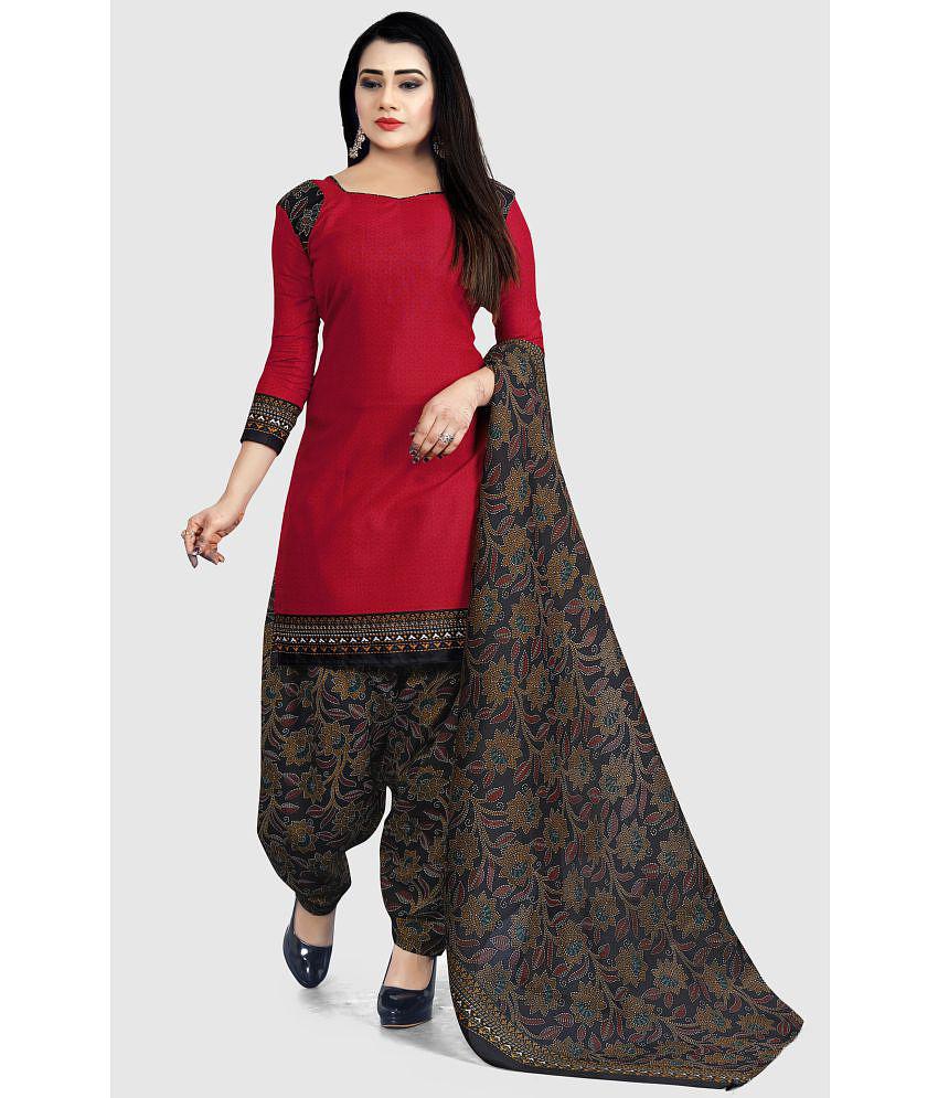 Rajnandini - Unstitched Red Cotton Blend Dress Material ( Pack of 1 ) - Red