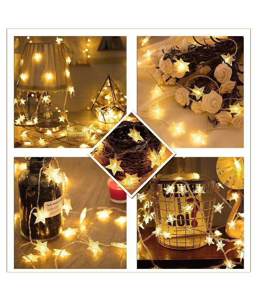 MIRADH 5M 20 Star Diwali Christmas String Lights Yellow - Yellow