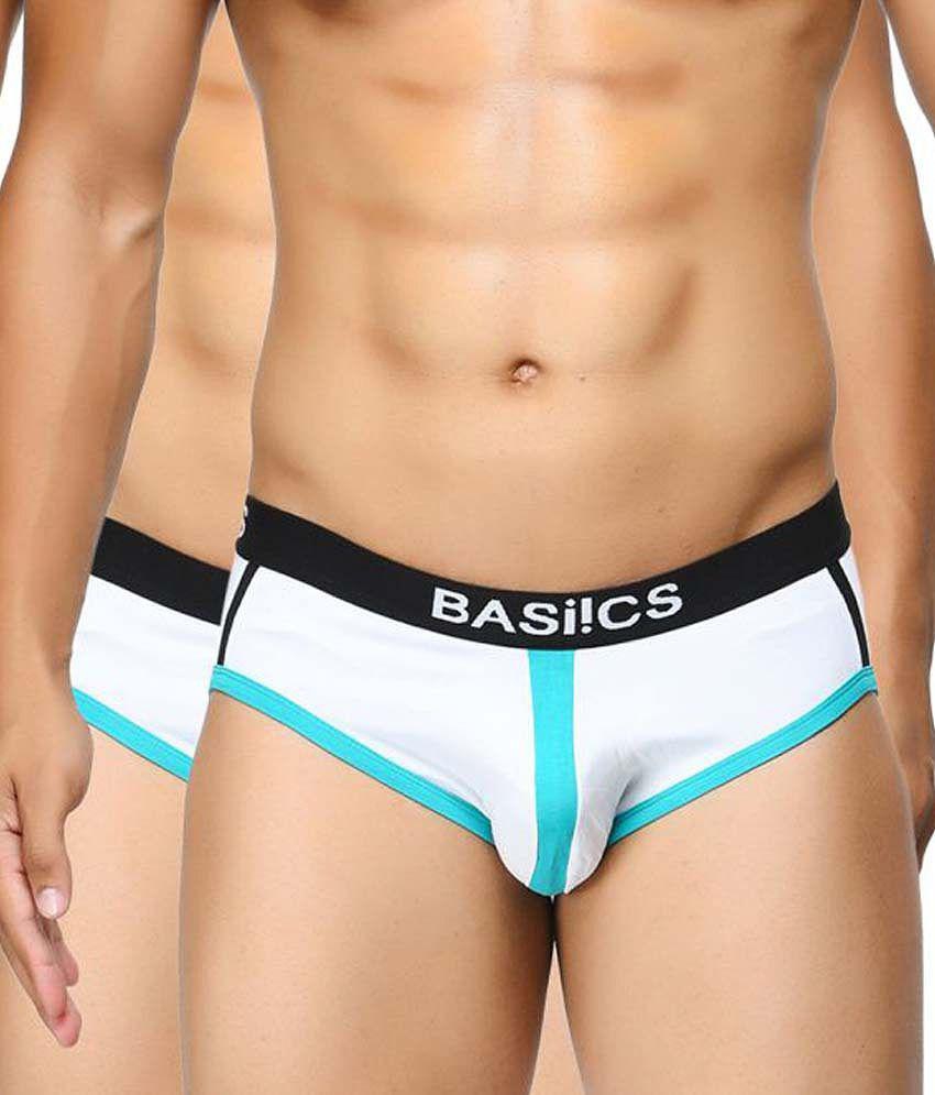 Elegant Men BASIICS By La Intimo - White Cotton Blend Mens Briefs ( Pack of 2 ) - M 2025 at Shop