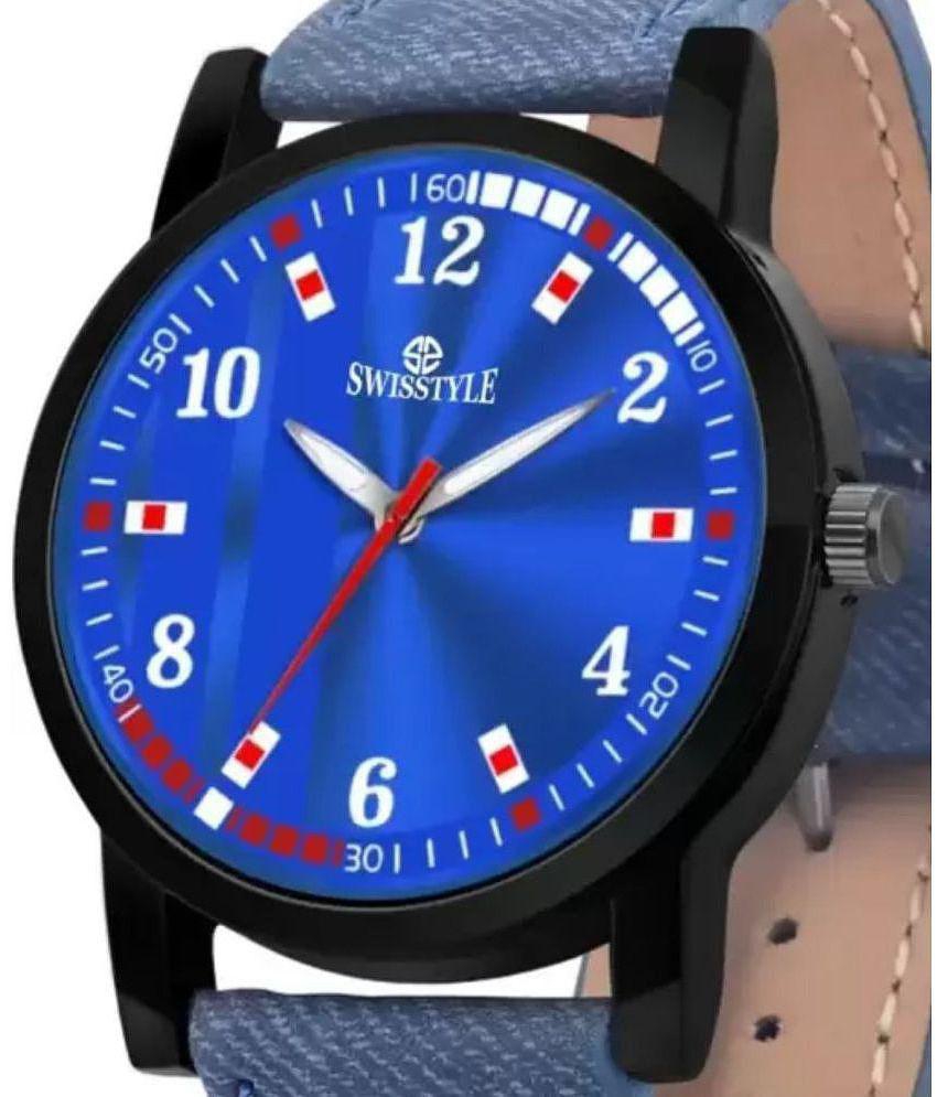 Swisstyle - Blue Leather Analog Men's Watch