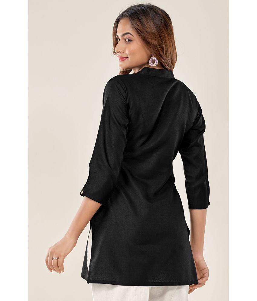 Glomee - Black Cotton Blend Women's Tunic ( Pack of 1 ) - XL