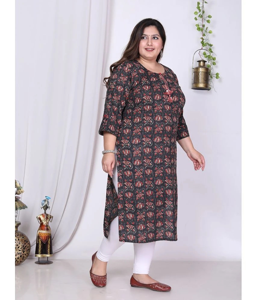 Buy Online Plo Swasti Cotton Printed Straight Womens Kurti - Black ( Pack of 1 ) - None