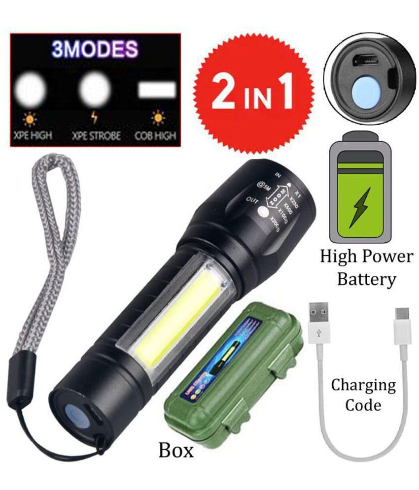 Premier Lights  LED  100 Meter Full Metal Body Rechargeable Torch Light Flashlight Torch - Pack of 1