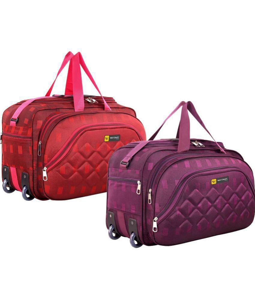 Waycraft - 55 Ltrs Purple Polyester Duffle Trolley - L