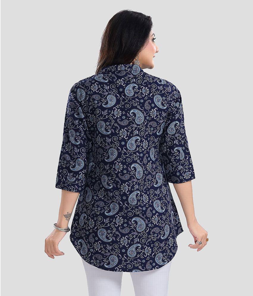 Buy Online Plo Meher Impex Crepe Printed A-line Womens Kurti - Blue ( Pack of 1 ) - None