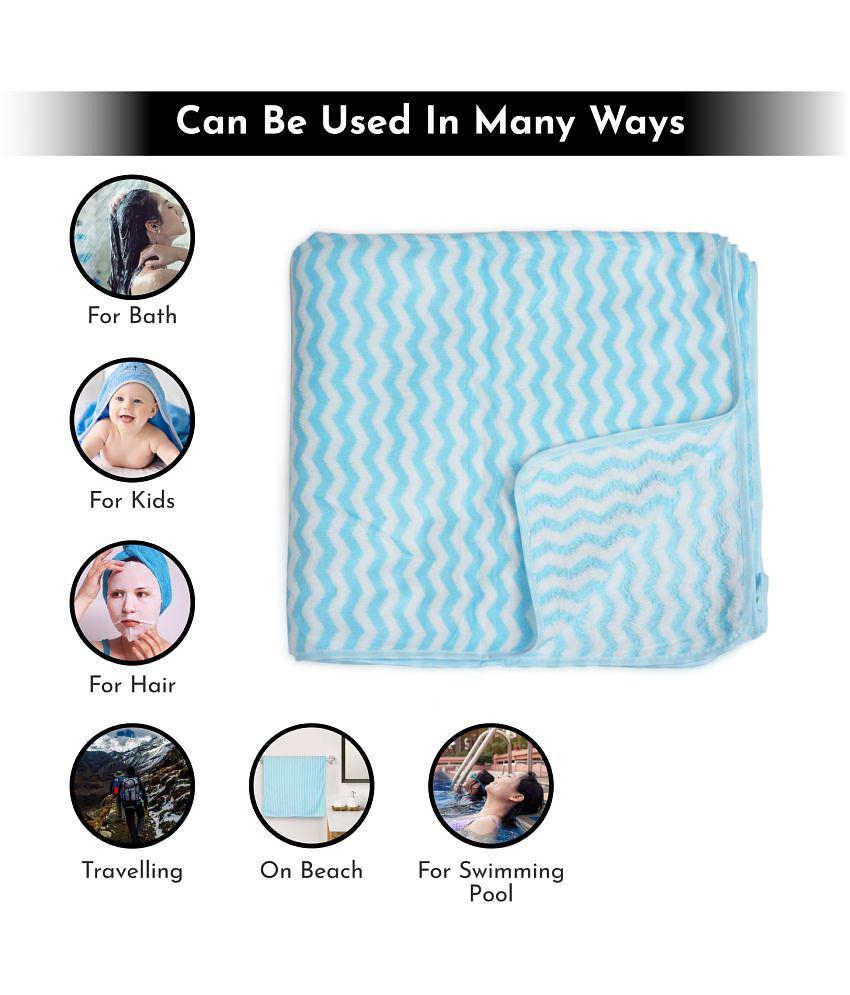 Top Men STYLE SHOES Cotton Blend Striped 325 -GSM Bath Towel ( Pack of 1 ) - Light Blue - Light 