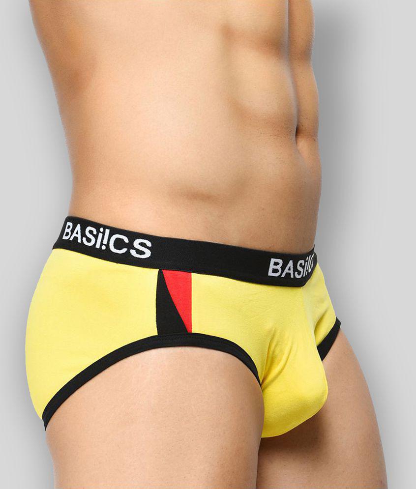 New Men BASIICS By La Intimo - Yellow Cotton Blend Men's Briefs ( Pack of 1 ) - XL 2025 at ShopC