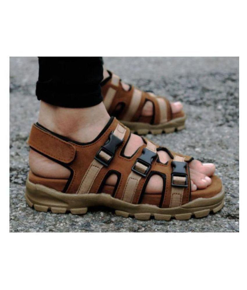 Elegant Men Fashion Victim Tan Suede Floater Sandals - 9 2025 at ShopCircuit | ONDC