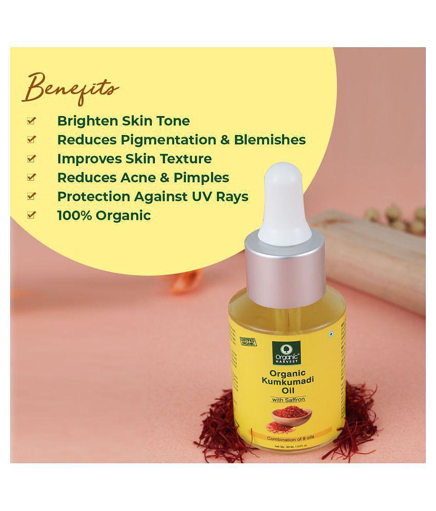 Organic Harvest Kumkumadi Tailam Face Oil with Saffron for glowing Skin, Moisturizer, Improving Texture - 30ml