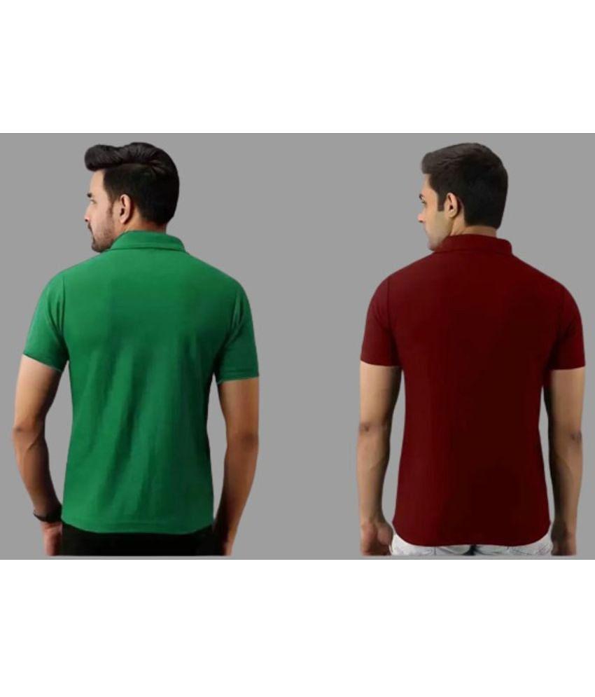 SKYRISE - Multicolor Cotton Blend Slim Fit Men's Polo T Shirt ( Pack of 2 ) - None