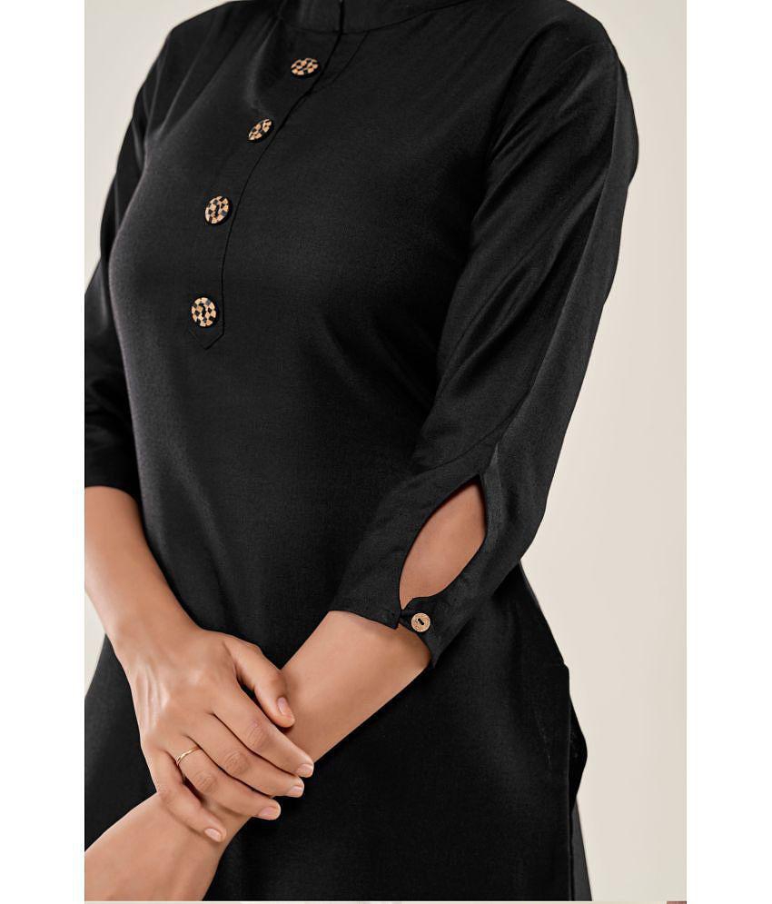 Glomee - Black Cotton Blend Women's Tunic ( Pack of 1 ) - XL