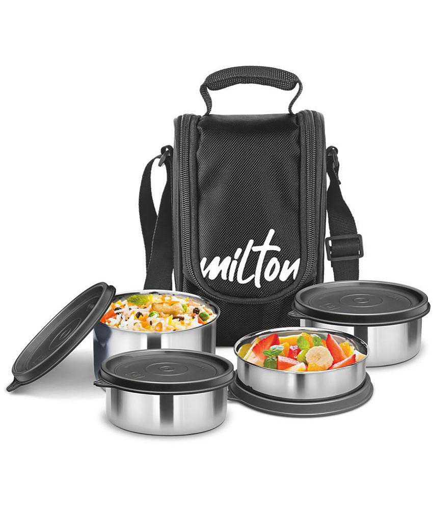 Milton Tasty 4 Stainless Steel Lunch Box, Black