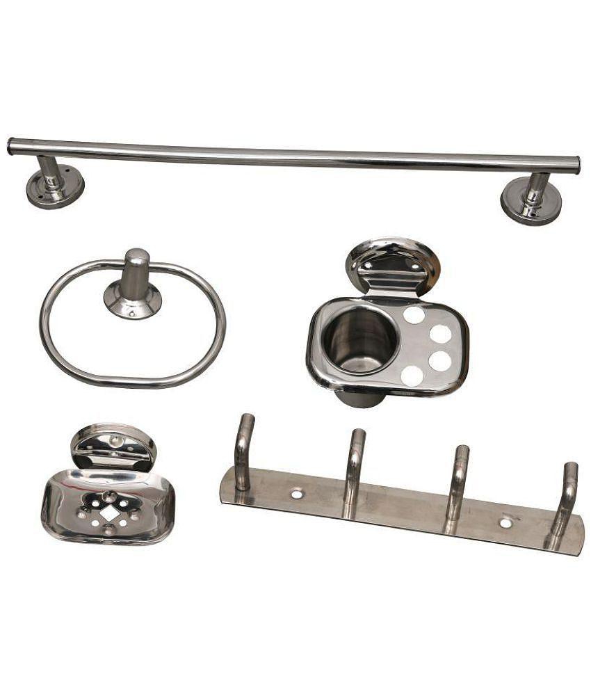 Manvi- Stainless Steel Bath Combo/Bathroom Set 5pcs (Towel Rod 24