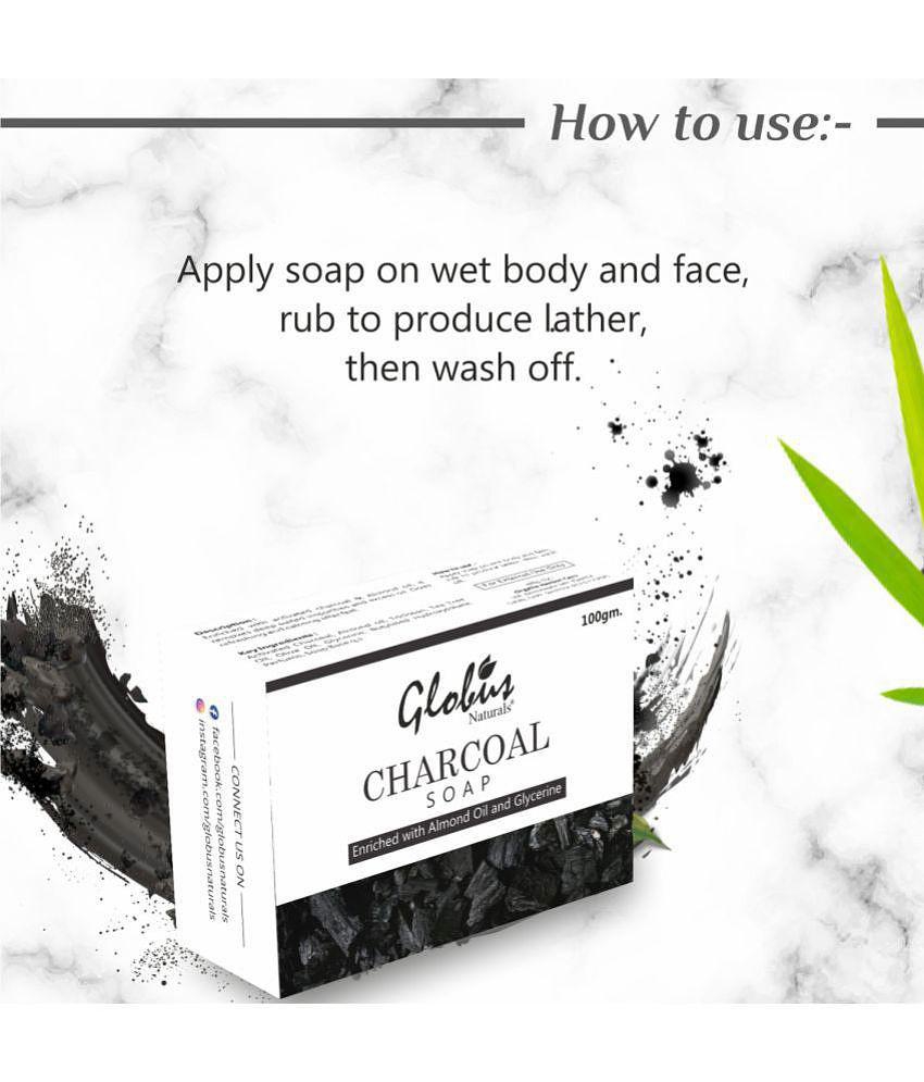 Globus Naturals Charcoal Soap Enriched with Almond oil and Glycerine Bathing Bar 100 g