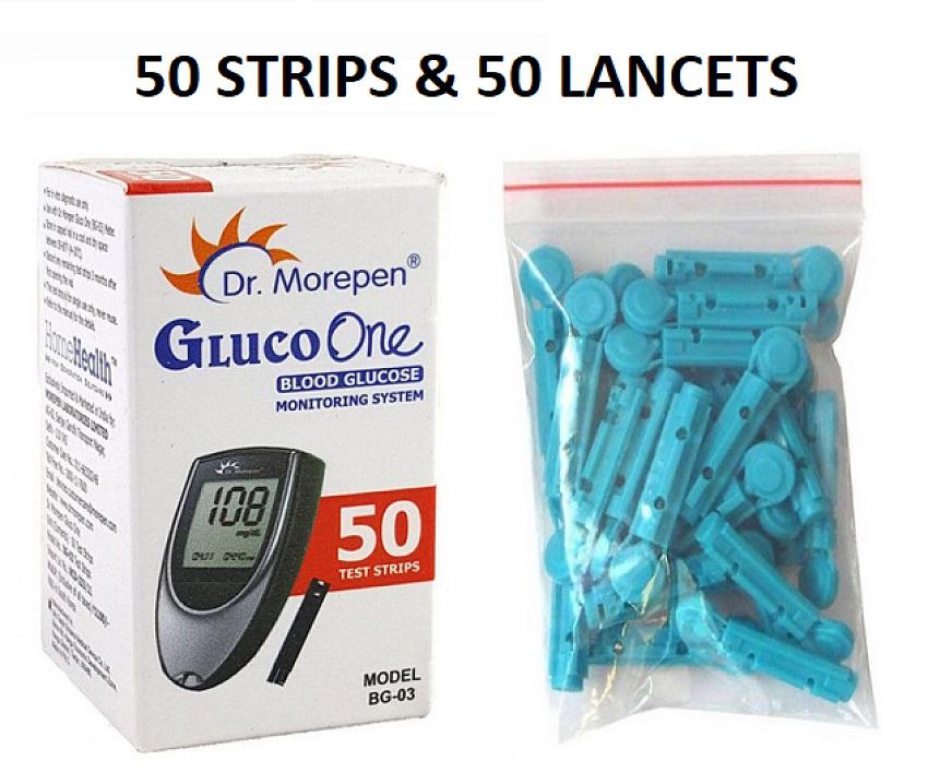 Dr. Morepen Gluco One BG-03 (50 Sugar Test Strips & 50 Lancets) Expiry: May 2024