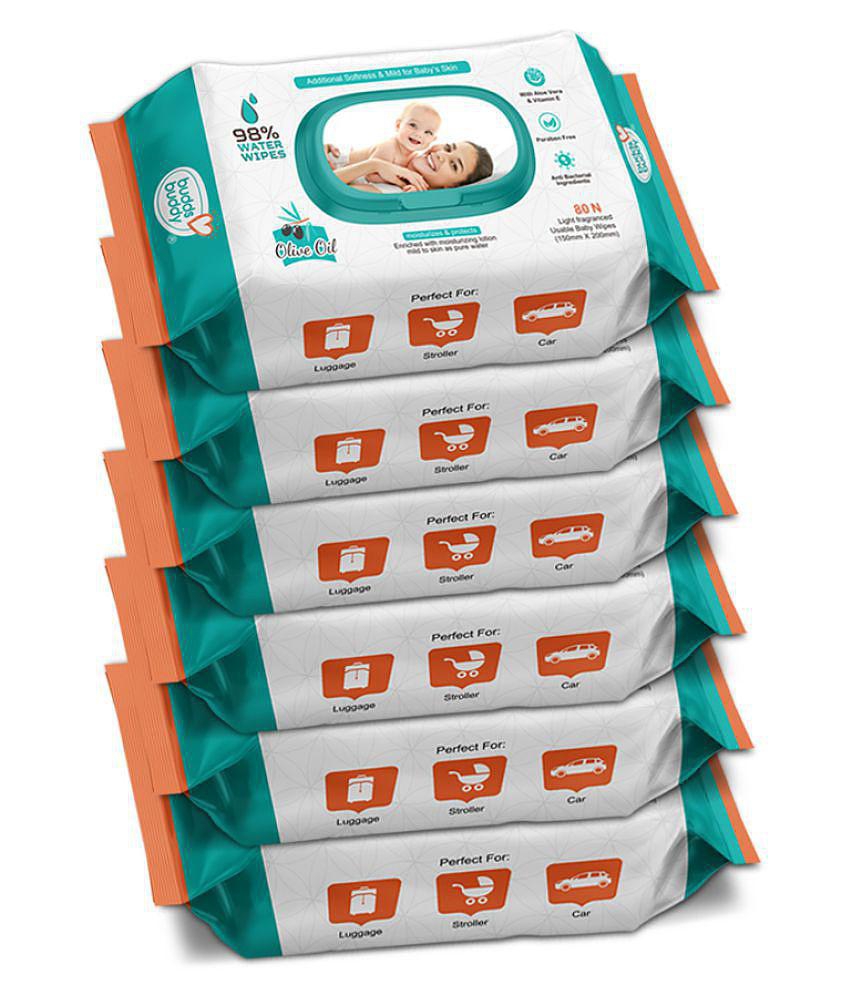 Buddsbuddy Based Combo of 6 Skincare Wet Baby Wipes - 80 Pieces