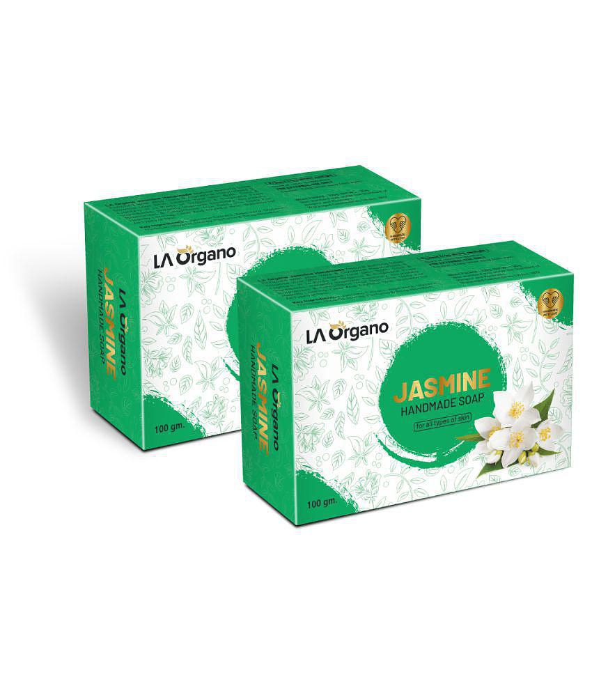 LA ORGNO Jasmine Handmade Natural Bath Bar Soap Bathing Bar 100 g Pack of 2