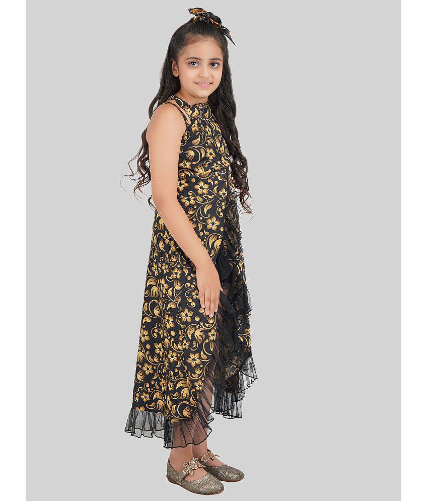 Elegant Men Being Naughty - Black Polyester Girls Asymmetric Dress ( Pack of 1 ) - None 2025 at 